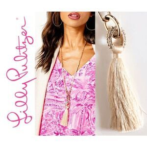 ✨ LILLY PULITZER Gold Long Chain Tassel Necklace NEW WITH GIFT BAG